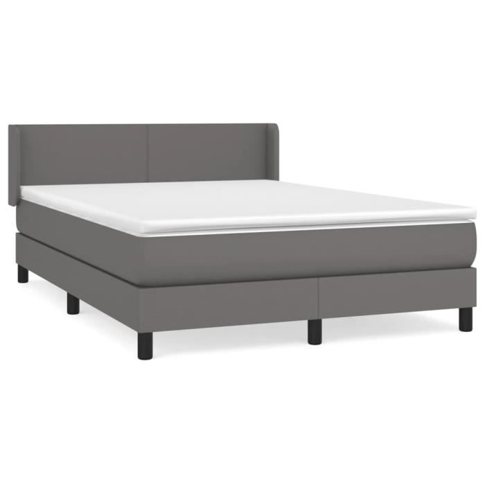 3130665 vidaXL Divan Bed with Mattress Grey 140x200 Cm Faux Leather