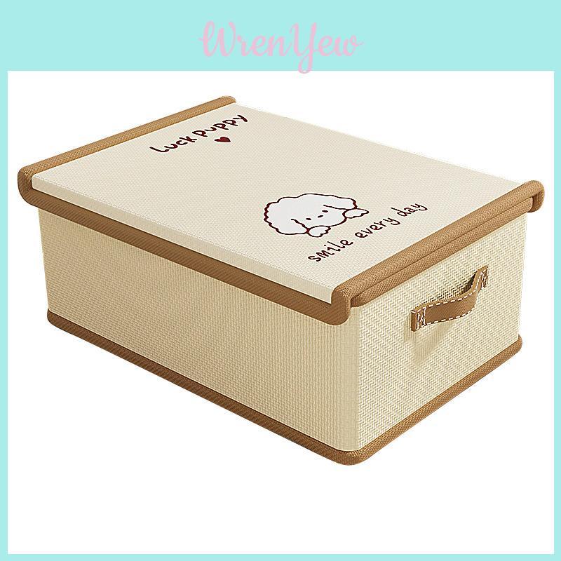Cartoon Fabric Clothes Storage Box With Lid For Bedroom Wardrobe Organization