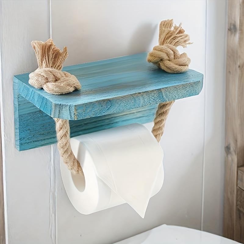 Sea/beach Toilet Paper Holder, Beach Bathroom Decoration and Accessories, Creative Wooden Toilet Paper Holder with Holder, Safety Angle,