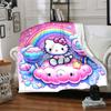 1pc Hello Kitty, Rainbow blanket Lightweight Flannel Throw for Sofa Bed Travel Camping Livingroom Office Couch Chair