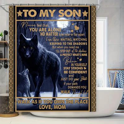 Black Wolf Son Shower Curtain, Family Love Gift Decor 180X243Cm Free Shipping (Sons Shower Curtains, Black Animal Print)