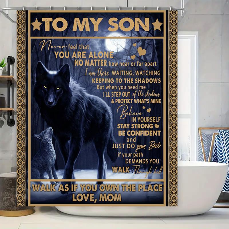 

Black Wolf Son Shower Curtain, Family Love Gift Decor 180X243Cm Free Shipping (Sons Shower Curtains, Black Animal Print) W60H190(CM)-1 Pcs