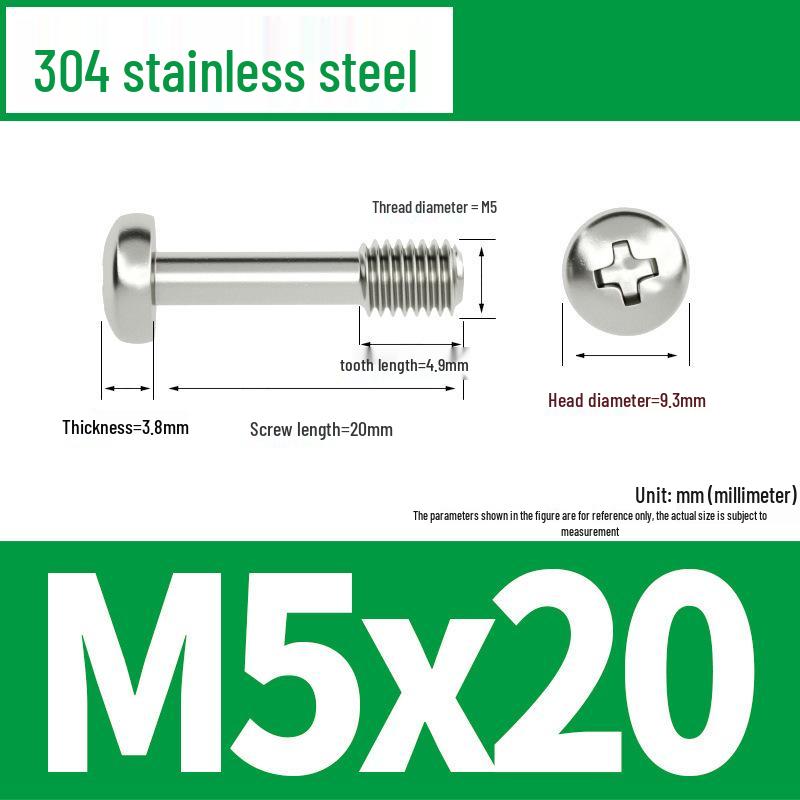 Yigu 304 Stainless Steel Phillips Round Head Captive Screws - M2/M3/M4 Half Thread Pan Head Machine Screws