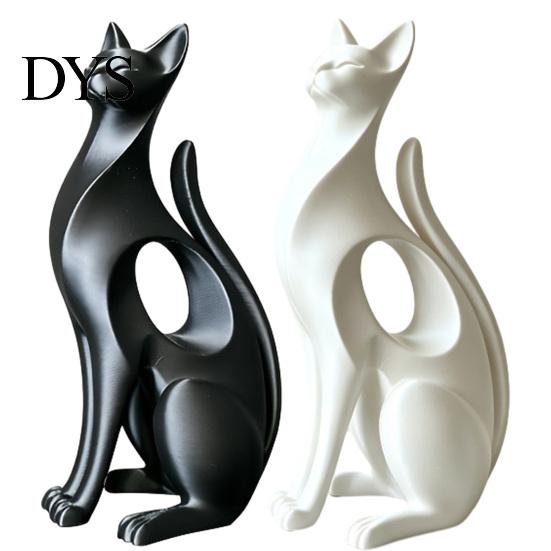 Desk Decorative Cat Figure 3D Printed Figurine, Modern Geometric Sculpture, Minimalist Art Burr-free Ornament Decor for Entryway Shelf, Lover
