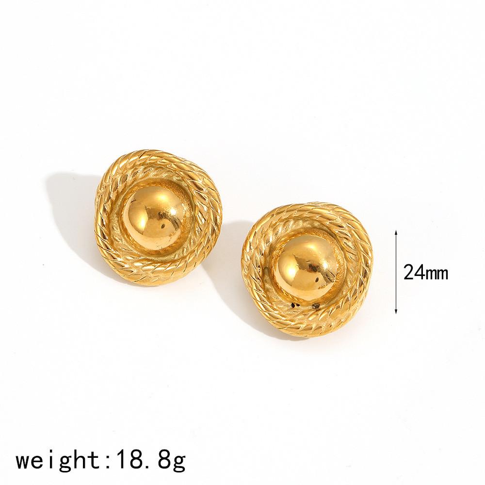 Minimalist Stainless Steel Circular Earrings With Electroplated Finish For Female Fashion Gold