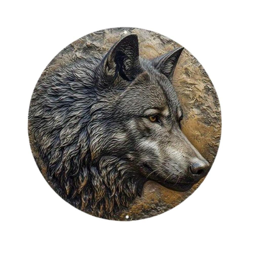 Винтажная круглая маска с венком Алюминиевая художественная панель Настенный декор 20x30см