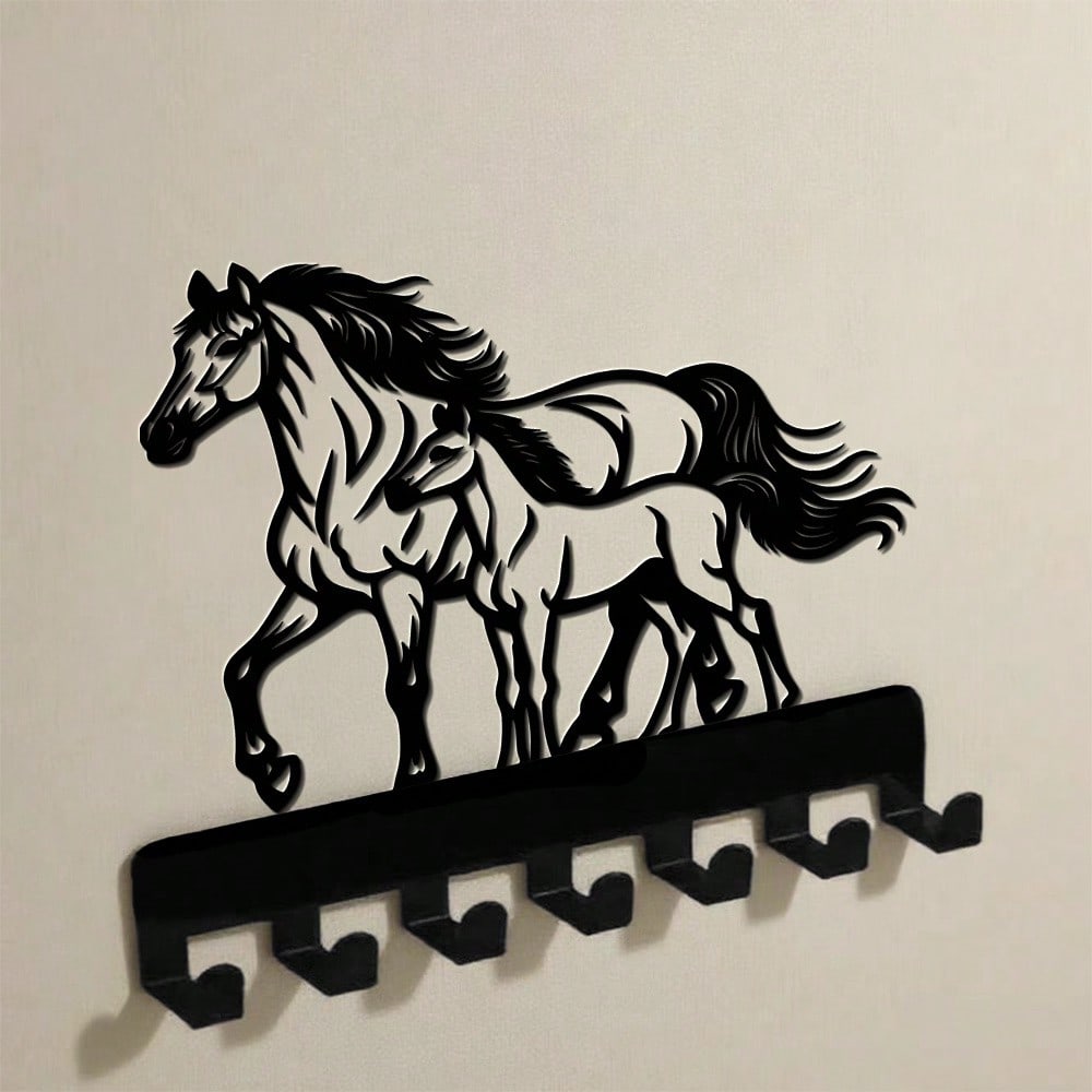 Equestrian Metal Key Hooks 7 Hooks Wall Mounted Rustproof Home Decor