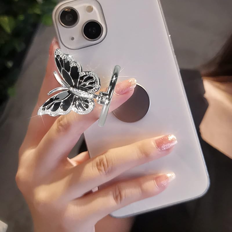LSL Cute Butterfly Cell Phone Ring Holder 360°Rotation Metal Finger Stand Kickstand Universal Compatible with iPhone Samsung Galaxy LG Google Pixel