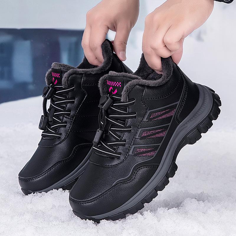 

Зимние нескользящие кожаные ботинки для снега 2024 года с бархатной подкладкой Female; 39 чёрный