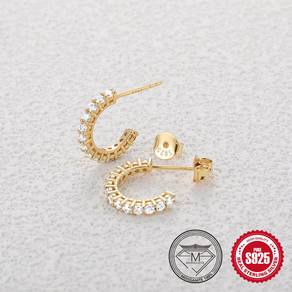 S925 Sterling Silver Moissanite Diamond Classic Earrings Stud Earrings Women'S Wedding Earrings