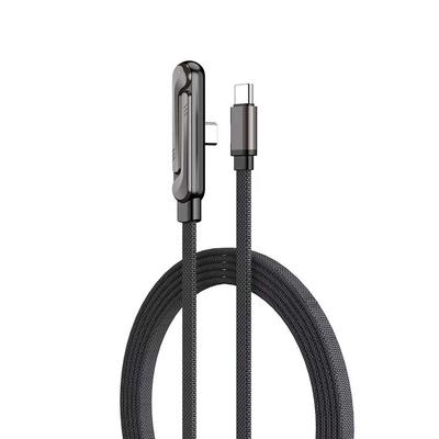 240W L-Shaped Gaming Charger Cable with Phone Stand Braided Fast Charging Cord for Mobile Gaming All-in-One Cable for Iphone