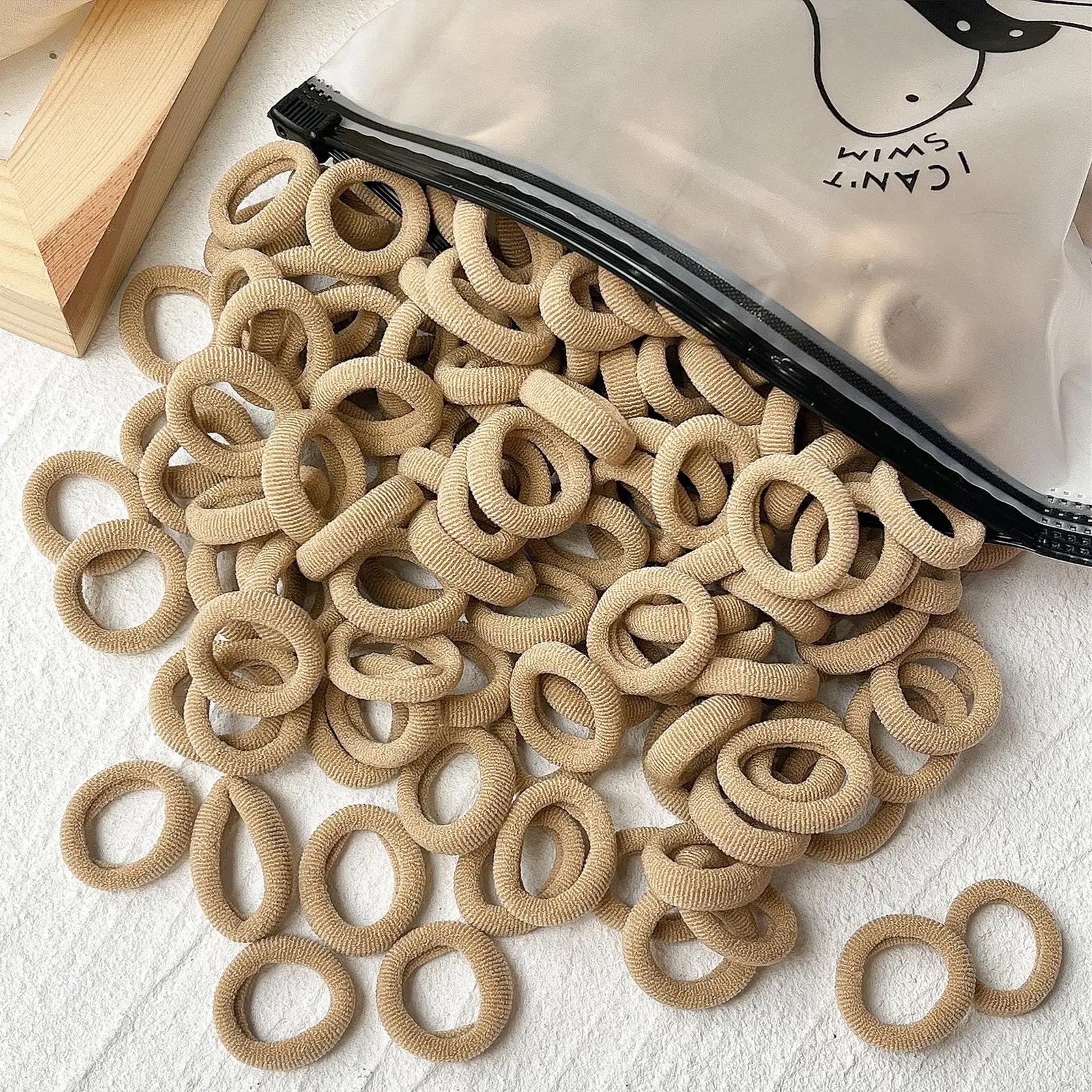 

100Pcs Kids Candy Color Hair Scrunchies Elastic Rubber Bands Hair Ties Clamps Headband Accessories for Girls Babies 100 pieces