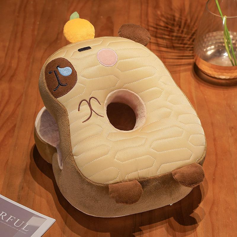 Cute Cat Nap Pillow Ice Silk Plush Throw Pillow Cuddle Cat Office Table Nap Artifact Waist Backrest Female