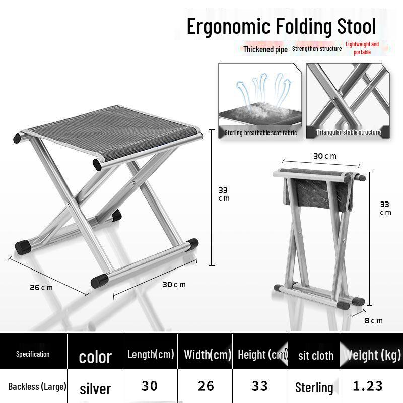 Portable Folding Stool with Backrest: Sturdy Outdoor Chair for Fishing, Camping, and Home Use
