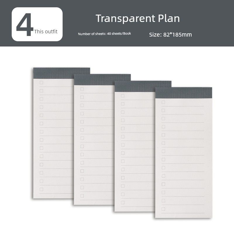 

Grade Three Class Two Mini Notebook Todolist Notebook Portable Schedule Book Creative Tearable Notebook Transparent plan 4 copies