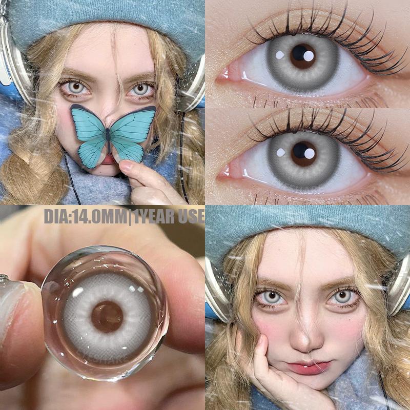 AMARA 2 Stück Halloween Bunte Kontaktlinsen Anime Cosplay Augenlinsen ROT Schwarz Rote Linsen Kontaktlinsen Kosmetik für Augen