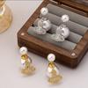 S911 Silver Needle Gentle French Saturn Pearl A Two-Wearing Earrings Exquisite Light Luxury Premium Full of Studs