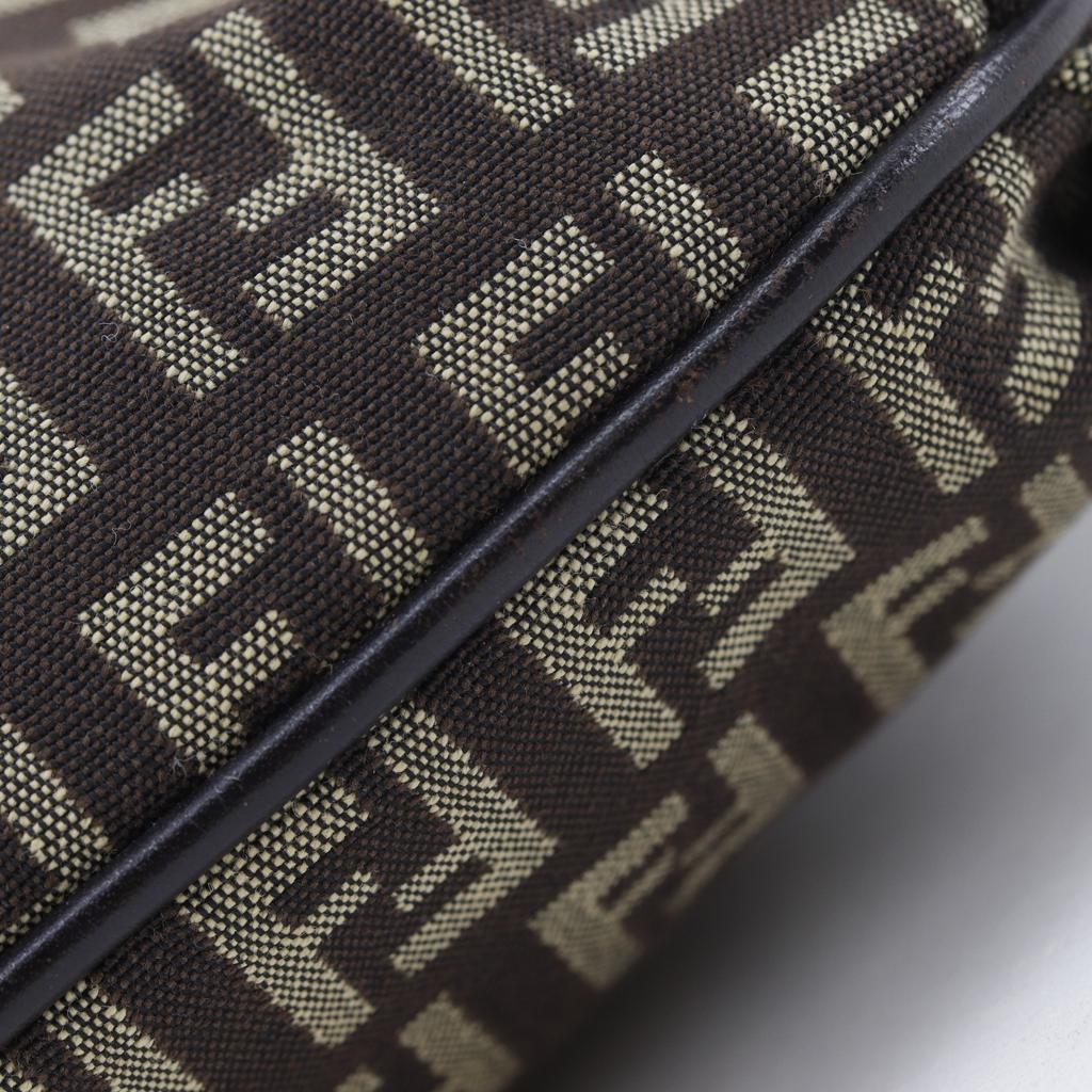FENDI Zucchino Shoulder Bag 8BT075 Brown canvas Women Used