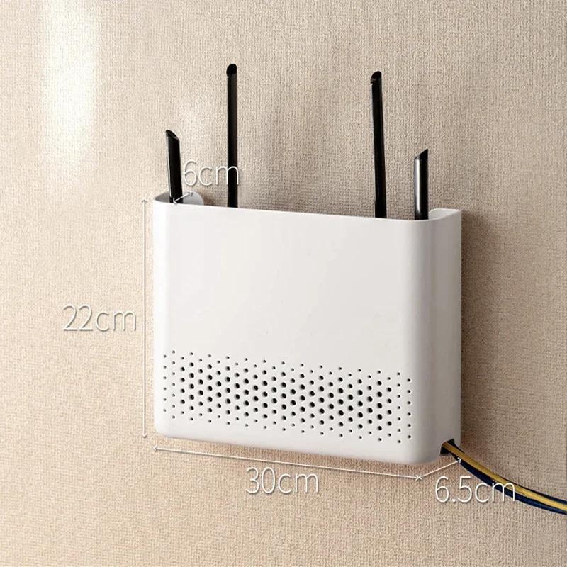 Wireless Router Storage Box Punch-Free Wall-Mounted Wifi Router Holder Storage Shelf Space-Saving for Living Room