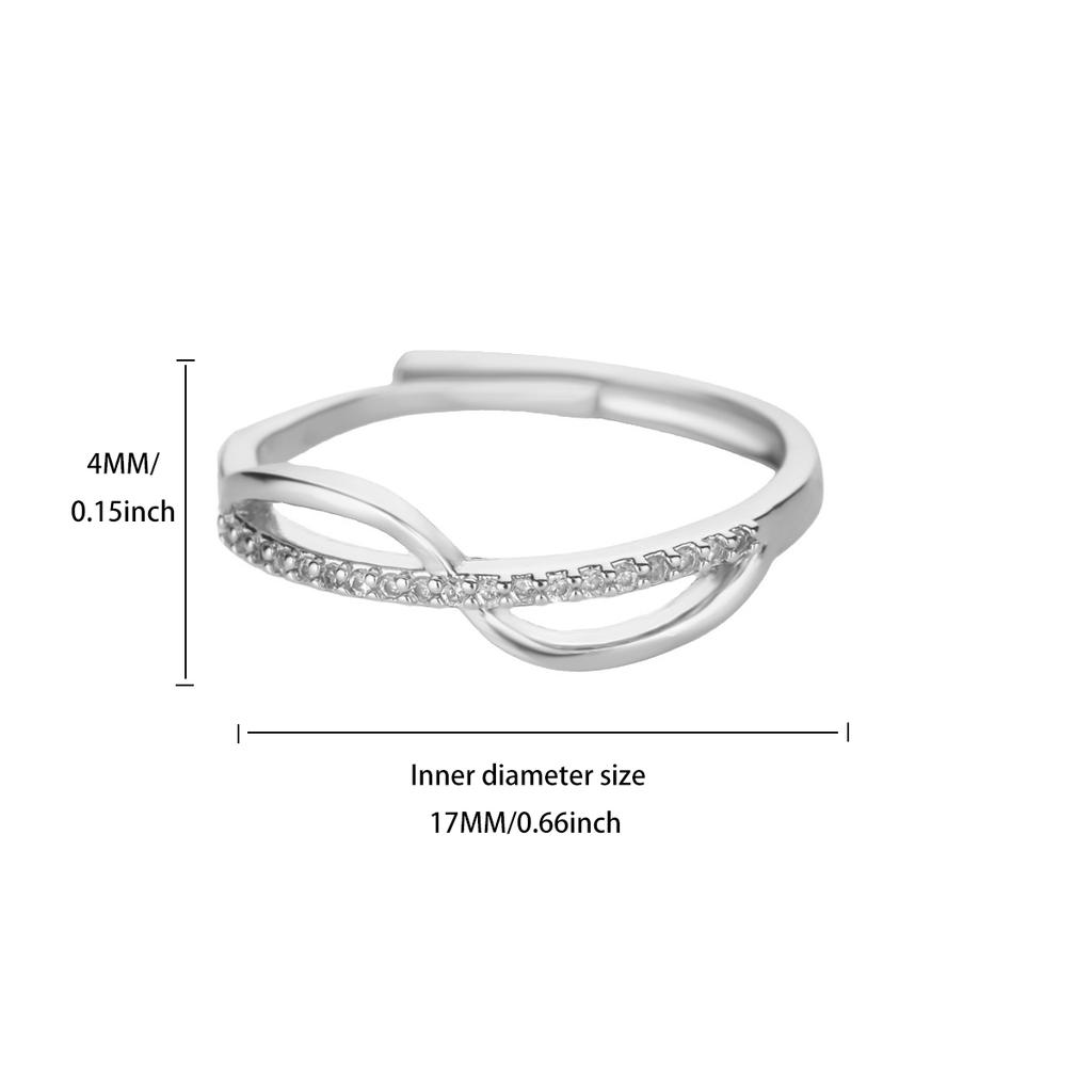 Cubic Zircon Infinite Rings for Women Men Stainless Steel Gold Color Open Adjustable Ring Jewelry Valentine's Day gift