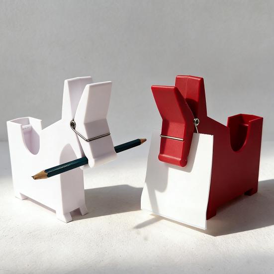 Horse Memo Pad Dispenser Desktop Plastic Standing Horse Note Pad Clip Multi-Purpose Business Card Box for School Office Home