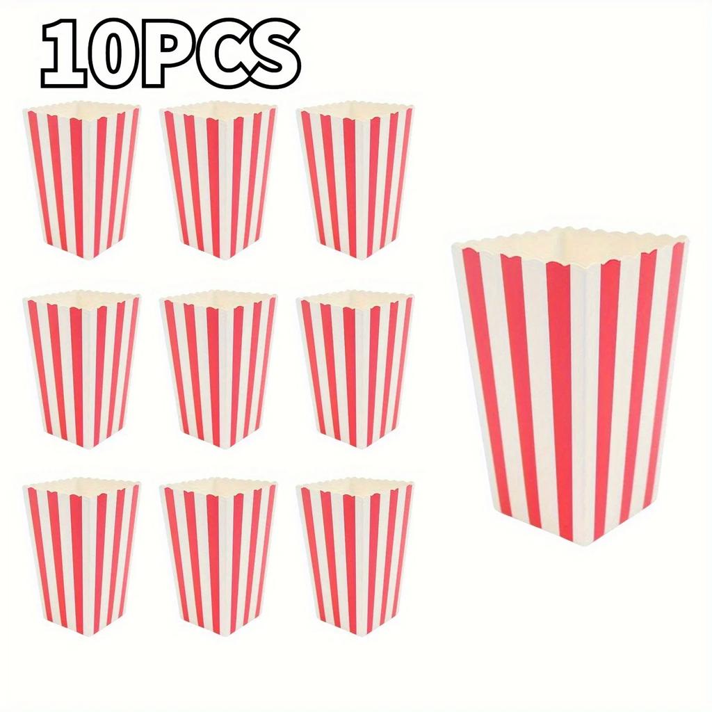Gestreifte Popcorn-Boxen Einweg-Papier-Snackbehälter für Party Filmabend Geburtstag Hochzeitsveranstaltungen Lebensmittel-Servierzubehör
