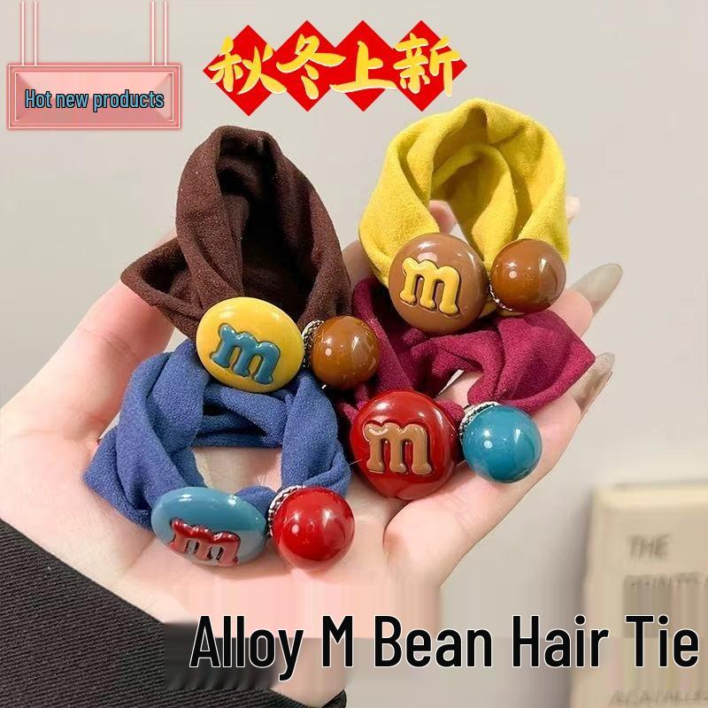 Korean-Style Seamless Elastic Hair Ties for Women - M-Shaped, Candy Colors, No-Damage, Perfect for Ponytails