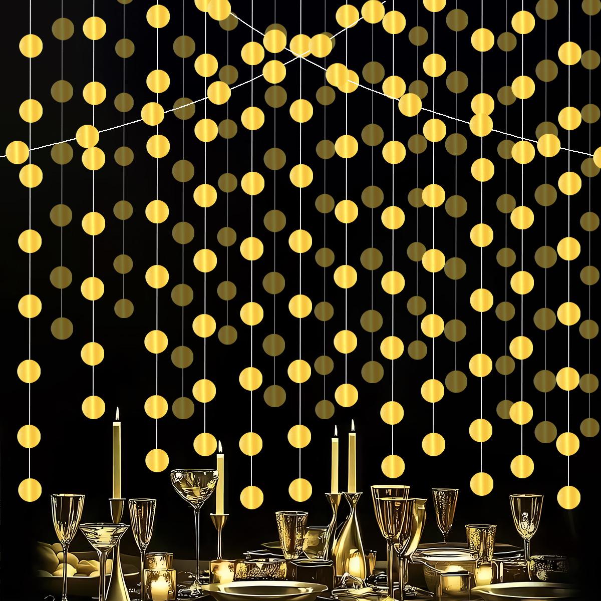 Гирлянда из золотой блестящей зеркальной бумаги для украшения вечеринок и свадеб 2.5m/24 pieces золотой