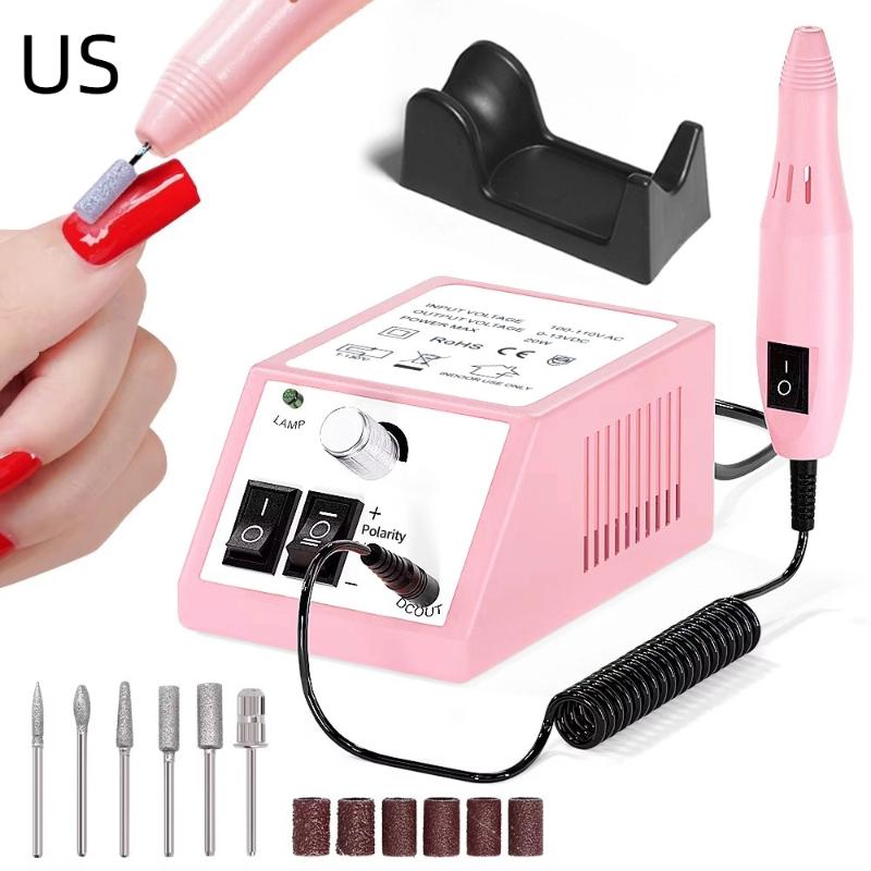 Portable Nail Drill Machine Electric Manicure Nail Polishing Head Kit For Gel Polish Professional Manicure Tool Salon Equipment