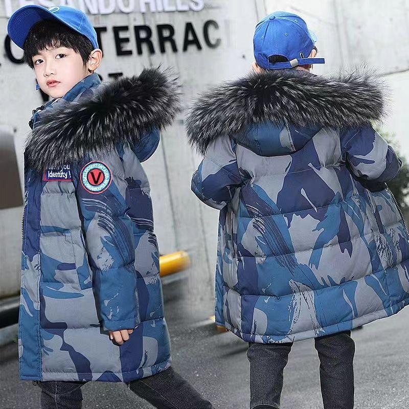 Winter Kids Coat Outdoor Casual Thickened Medium Length Boys Camouflage Cotton Padded Coat Fashion Warm Outerwear Child Clothing