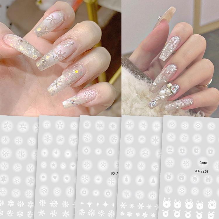 

Winter Snowflake Nail Stickers: White Gradient Fairy Halo Design