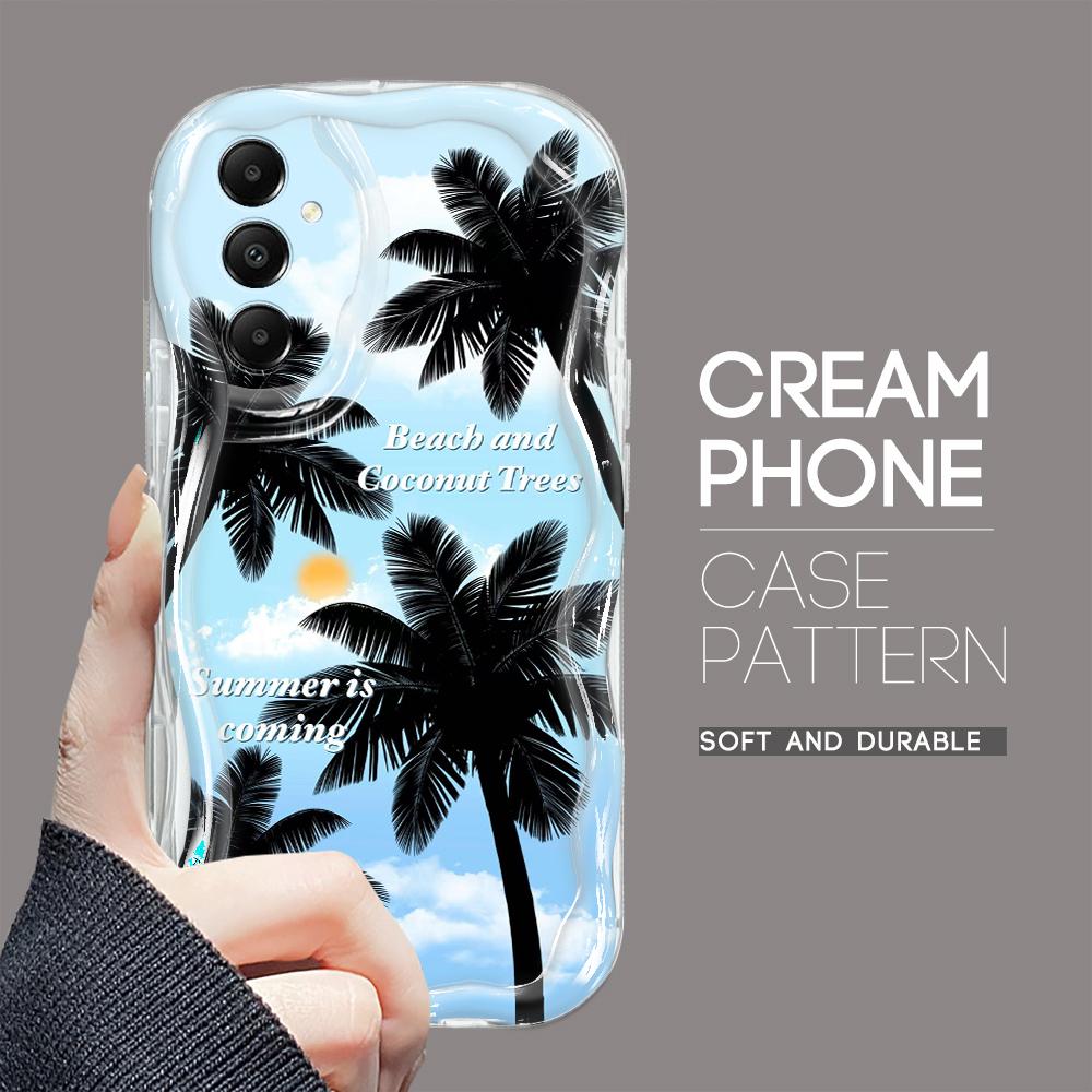 Cute Cartoon Pattern Cream Texture Casing Wavy Edge Soft Silicone Cover Phone Case for Samsung