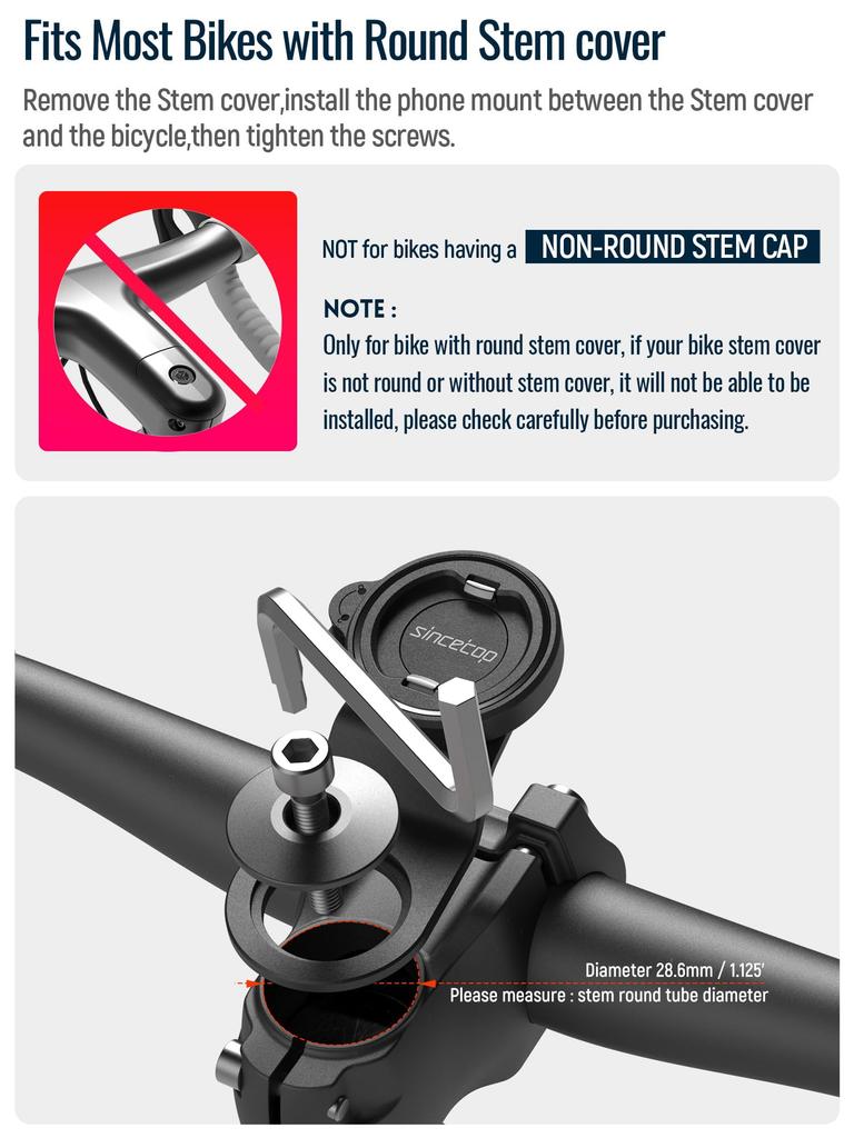 SinceTop Quick Mount Bicycle Smartphone Holder, Easy to Attach and