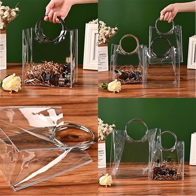 Fashion Shopping Bag Wedding Companion Gift Wedding Candy Bag Ins Transparent Flower Gift Bag Bag Round PVC Tote