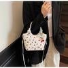 Cherry Print Square Shoulder Bag Women Fashion Faux Leather Crossbody Tote Cute Armpit Handbag