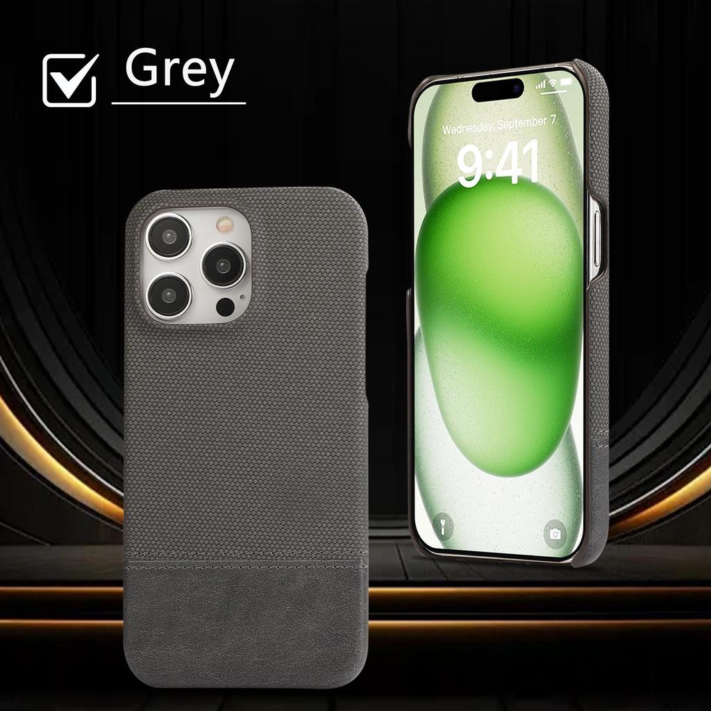 Patchwork Faux Leather Anti-Slip Phone Case for Apple 17 Pro Max/16/15/14 Pro/13/12, Trendy Half-Covered Hard Design