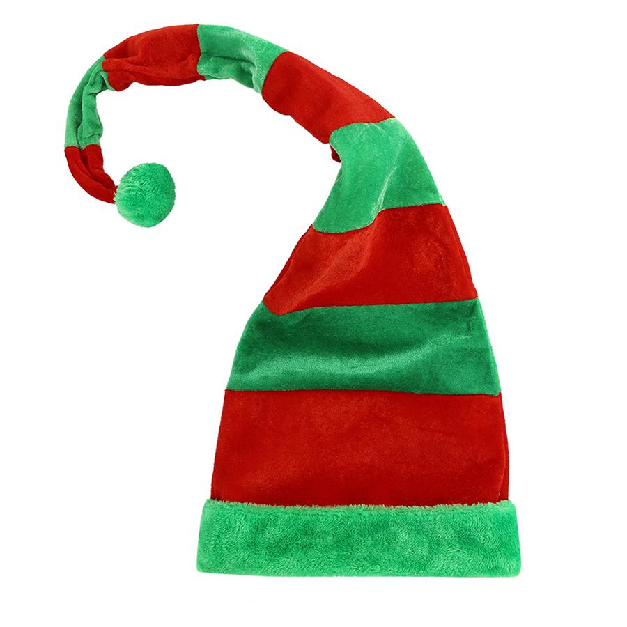 Christmas Hat Long Bendable Striped Felt Plush Santa Claus Cap Christmas 60cm