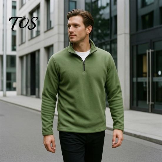 Winter Warm Clothing Men Quarter-Zip Sweatshirt, Long Sleeve Mock Neck Pullover Top, Solid Casual Color Tops Sweatshirt for Golf Office Street