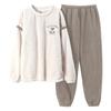 Unifizz Winter Fluffy Flannel Warm Loungewear Solid Long Warm and a Wearable Size XL Beige and Women's Pajamas, Set, Color, Sleeves, Fleece-Lined,