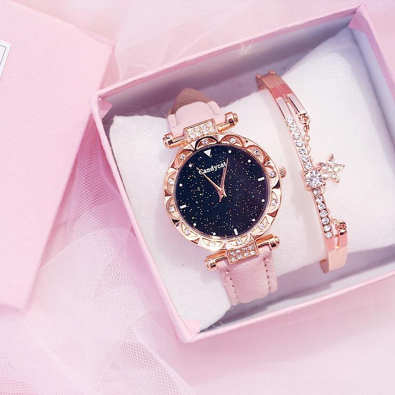Starry Sky Watch Women's Fashion Trend Simple Casual Women's Watch Student Two-piece Gift Watch