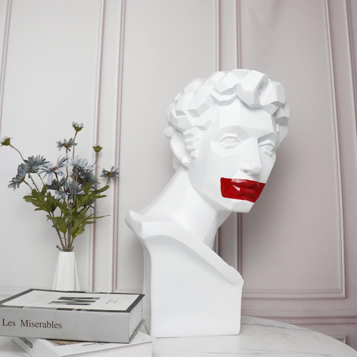 

David Resin Portrait Sculpture - Artistic Decor for Living Room, Entrance Hall, or TV Cabinet