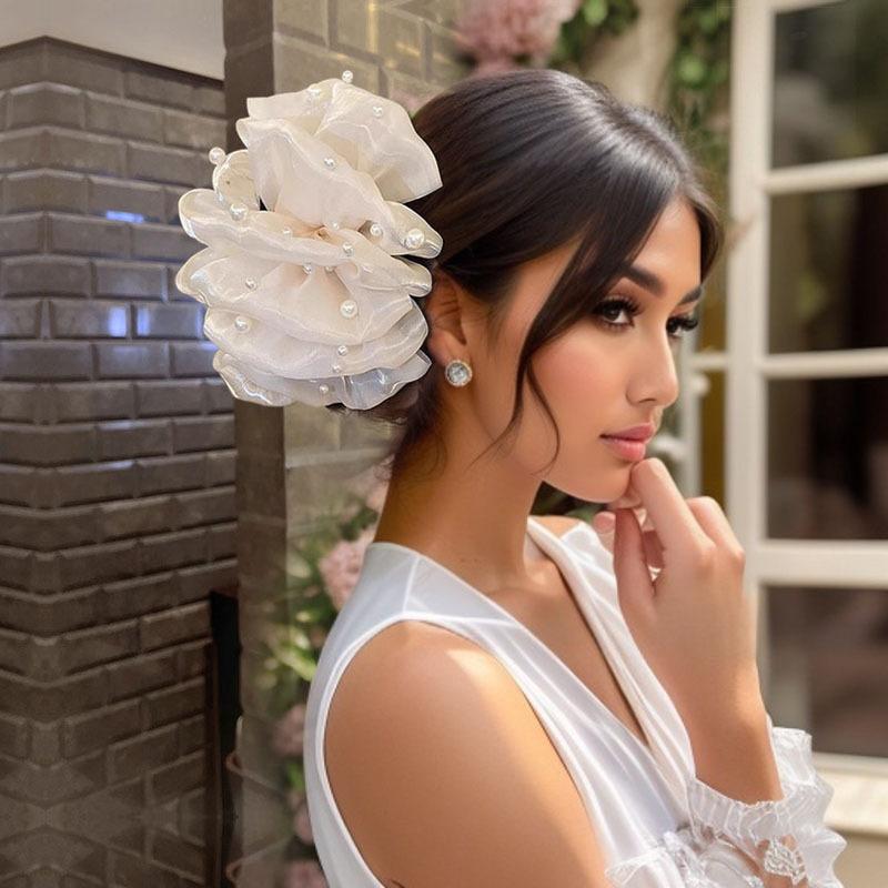 Elegante Pinza per Capelli in Raso con Imitazione – Grande Pinza a Squalo di Ispirazione Vintage per Donna, Perfetta per Feste, Uso Quotidiano e Acconciature Stilose