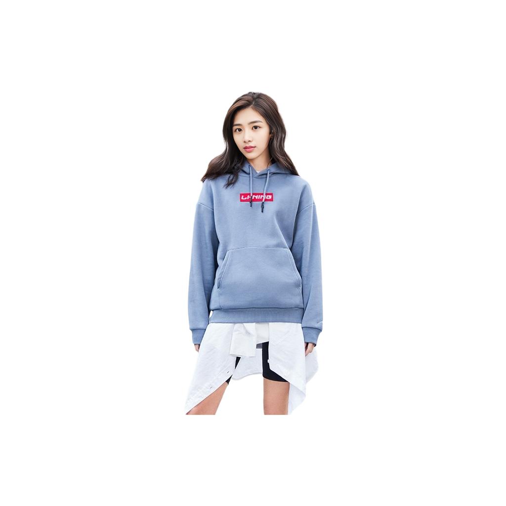 Li-Ning Fleece Sports Casual Embroidered Logo Hoodie Unisex Hoodies Firestone-Blue AWDR569-3