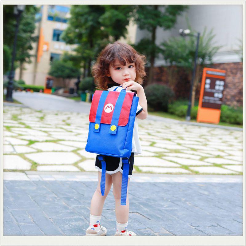 Mario Style Design Backpack For Kids And Fans Durable Canvas Material Breathable Shoulder Straps Multi-purpose Travel Bag