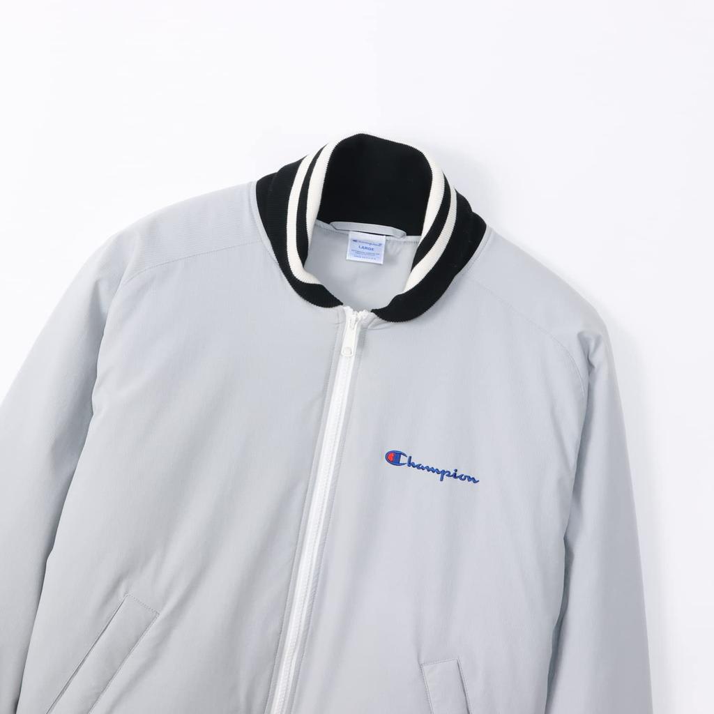 Champion Long Sleeve Stretch Jacket with Script Light Size and Windproof Design Men's Logo, Gray, M, C3-YG605, Warm, Water-Repellent,