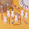 10Pcs White Blank Graffiti Bear Keychains Diy Painting Toy For Kids Birthday Party Favors Kindergarten Gift Goodie Pinata Filler