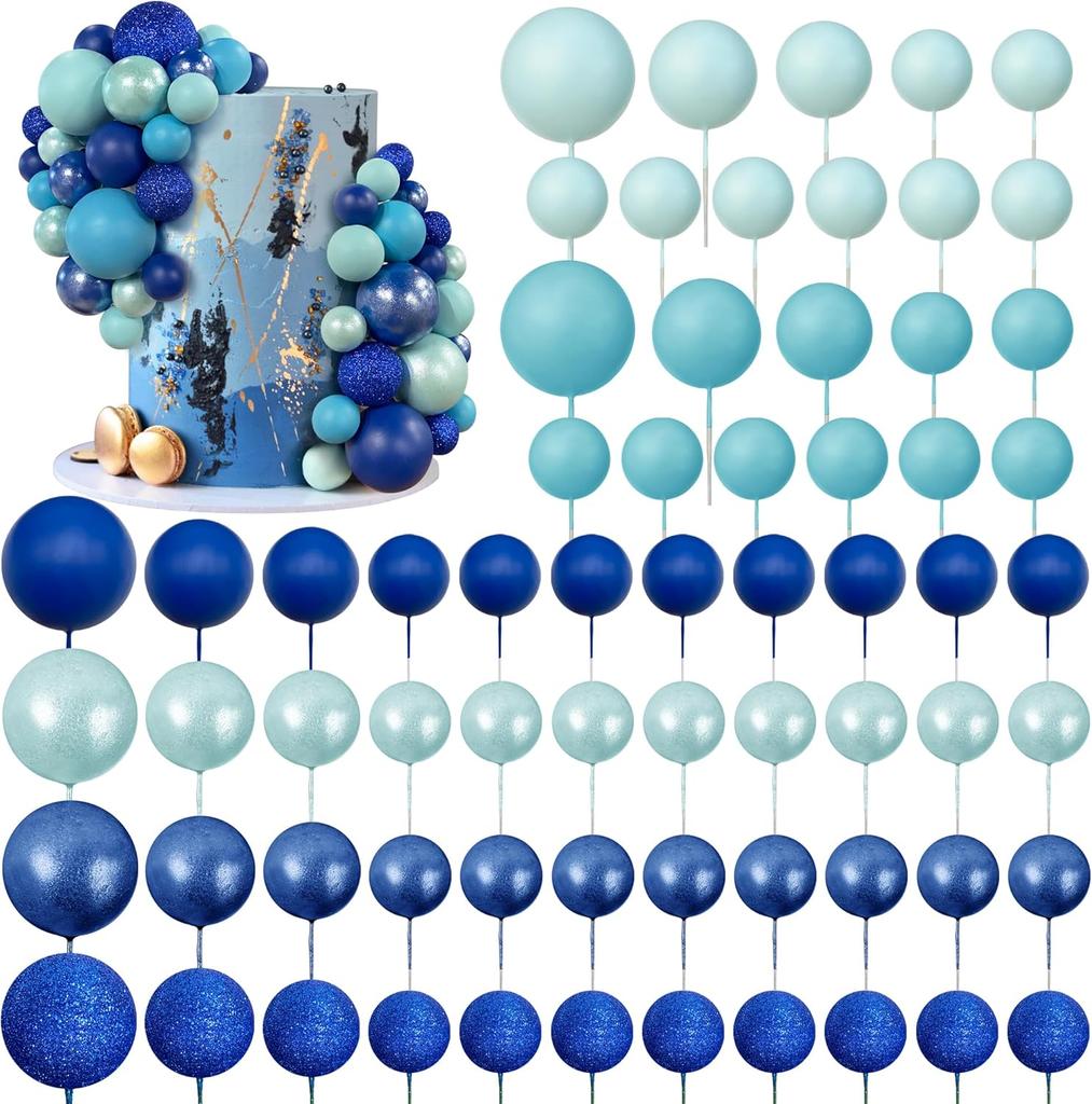 66 STÜCKE Kugel Kuchenstecker Gold 4 Größen für DIY Backdekoration Cupcake Topper und Hochzeitstag Geburtstag