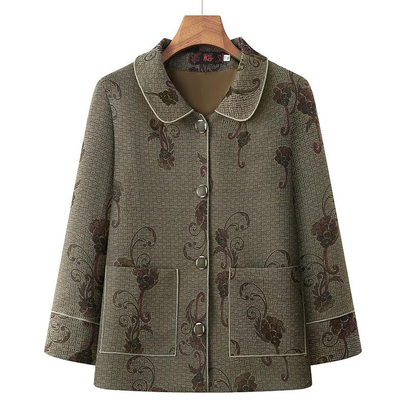 

Coat autumn clothes new lapel top women s year 0 old lady clothes 5XL (recommended 150-82.5kg)