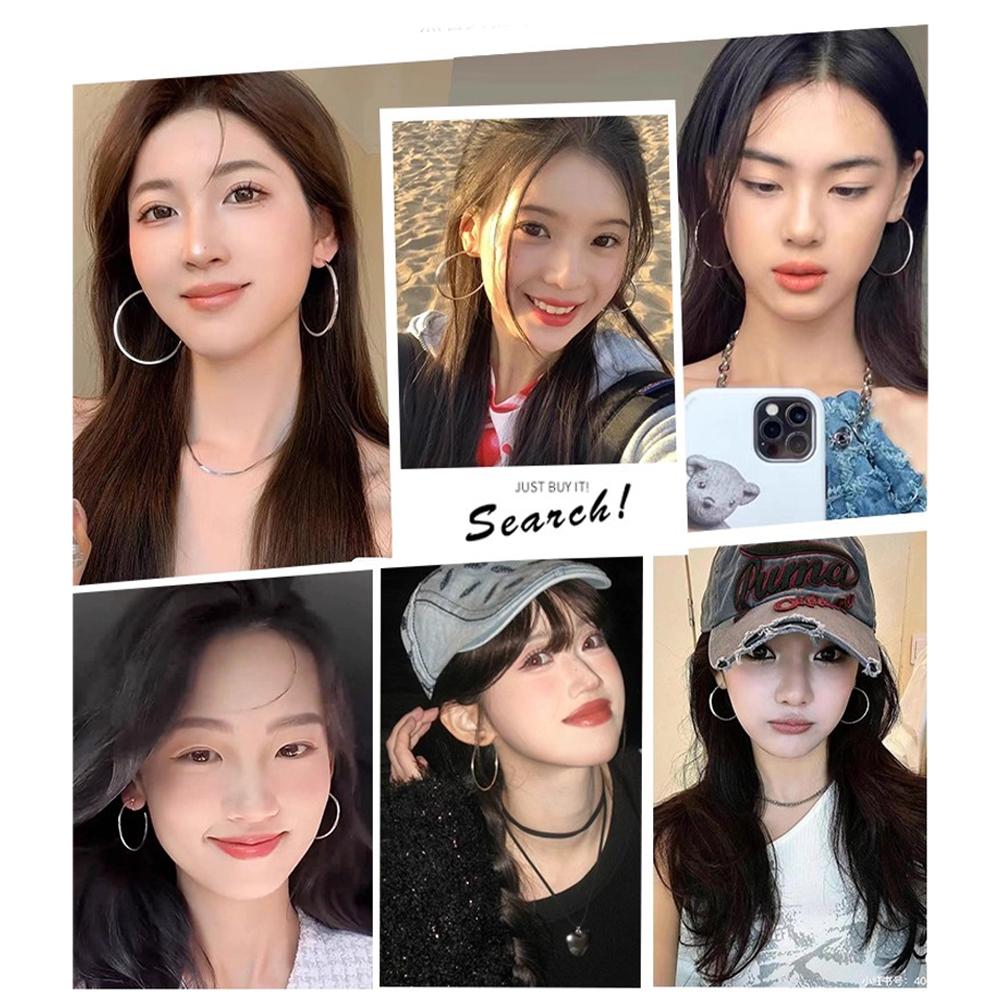 Fashion Simple Sterling Silver Hoop Earrings for Women Hypoallergenic Lightweight Large Big Thin Hoops Dangle Earrings