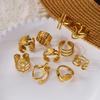 Stainless Steel New Design Creative Irregular Geometric Hollow Open Ring for Women Metal Finger Ring Party Minimalist Jewelry